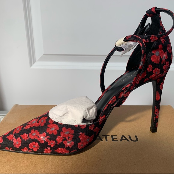 Floral Print Pointy Toe Criss-Cross Pump - Picture 5 of 9